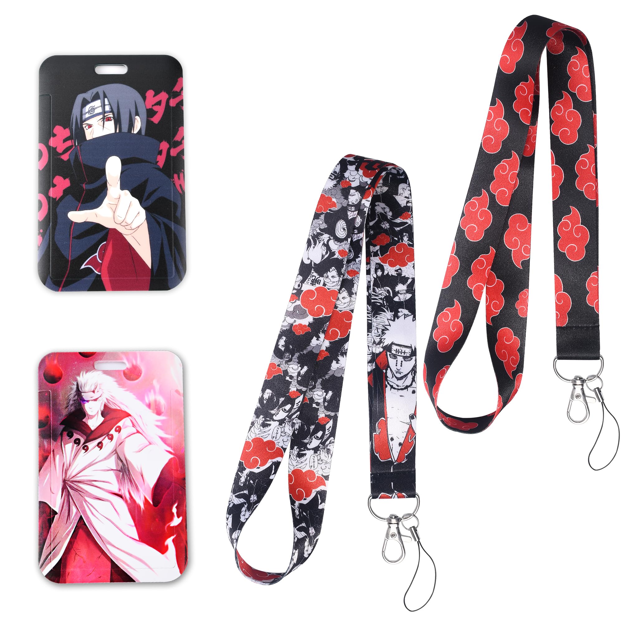 GTOTd Ninja Anime Lanyard (2 Pcs) with ID Badge Holder for Keys String Wallets Anime Merch Party Supplies Premium Quality Gifts for Teens
