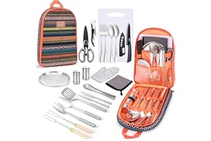 FREEHIKER Camping Cooking Utensils Set Camping Essentials Camping Accessories Gear Must Haves Camper Tent for Camp Kitchen Cooking and Grilling, Ideal Gift for RV Tent Camper, Picnics, BBQs