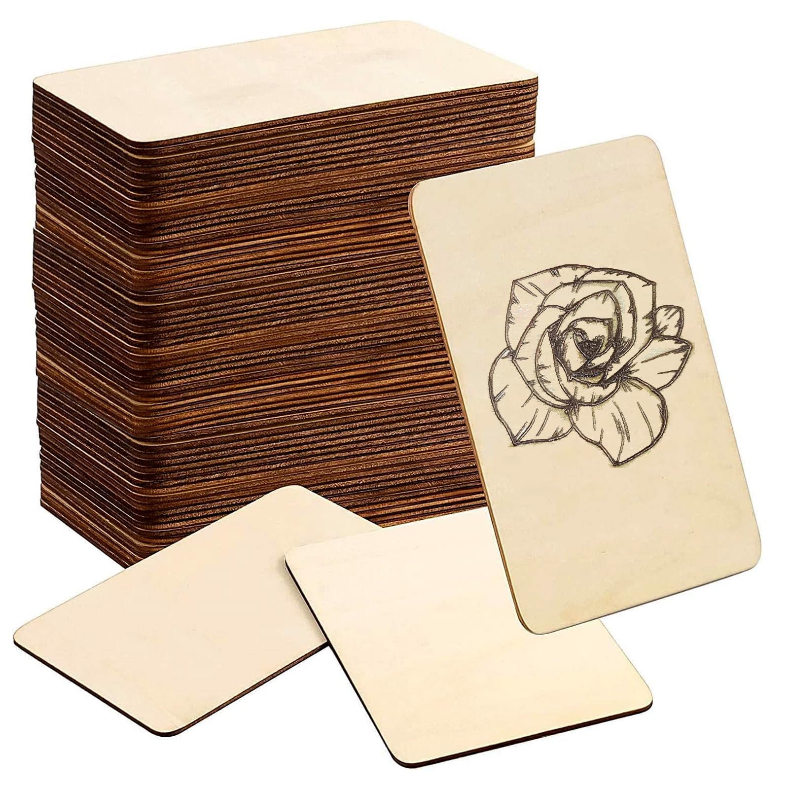 HAKZEON 100 PCS 100 x 150 x 2.5 mm Balsa Wood Sheets, Unfinished A6 Basswood Sheets, Wood Rectangles for DIY Painting, Art and Crafts, Home Decor