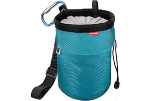 MoKo Rock Climbing Chalk Bag, Bouldering Chalk Pot Bucket with Adjustable Belt & Carabiner Drawstring Climbing Gear