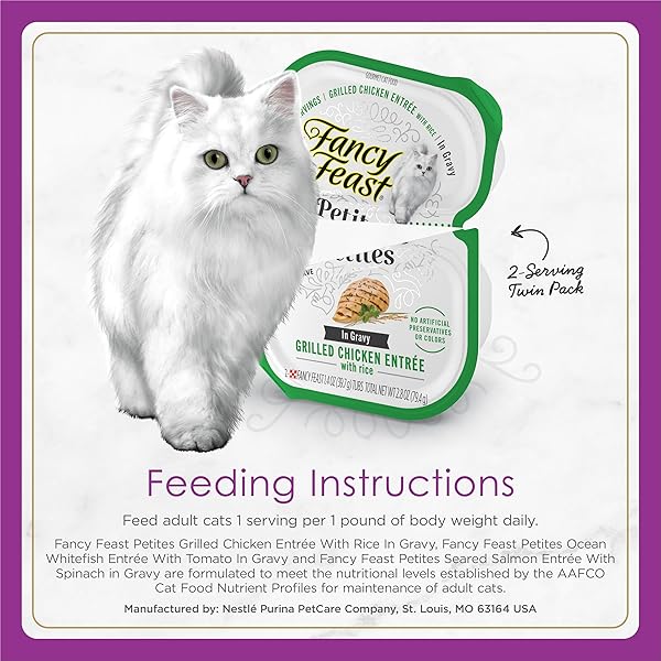 PURINA FANCY FEAST GOURMET WET CAT FOOD VARIETY PACK, PETITES GRAVY COLLECTION, BREAK-APART TUBS, 24 SERVINGS – (PACK OF 12) 2.8 OZ. TUBS