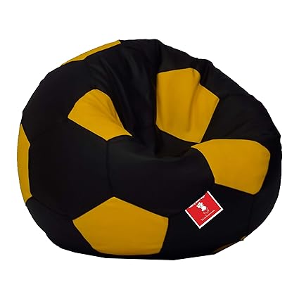 Comfy Bean Bags Football XXXL Bean Bag Without Fillers Cover (Black and Yellow)