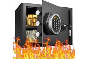 Riflewell 1.0 Cub Fireproof Safe Box,Home Safe with Alarm System and Digital Keypad, Money Safe with LED Light and Mute Function,Small Safe Box for Home Valuables