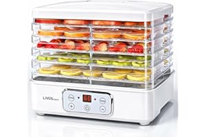 LIVINGBasics Food Dehydrator, Electric Dryer Dehydrators Machine with 72H Timer & Temperature Control for Beef Jerky Fruits M