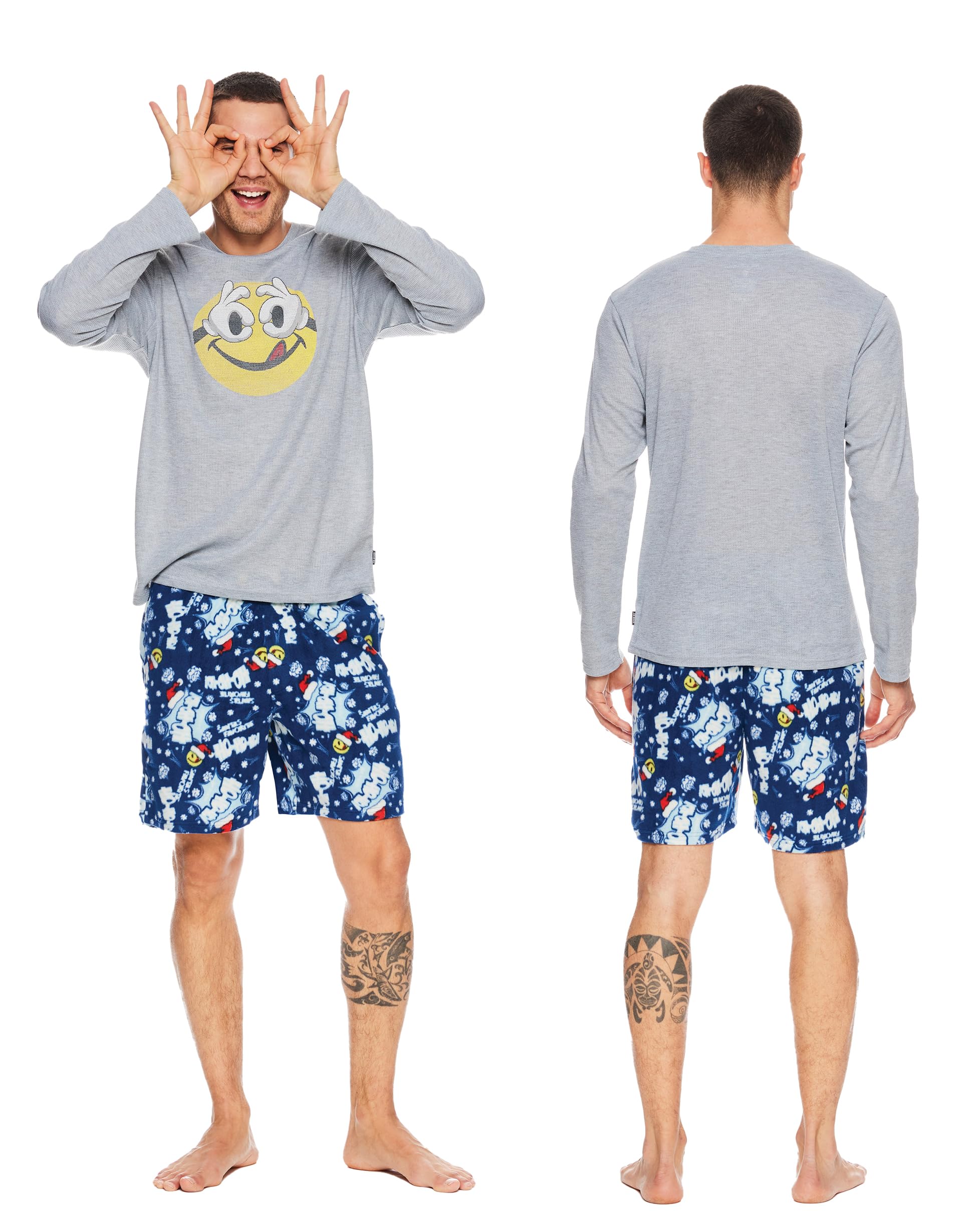 JOE BOXER Men\'s Moisture-Wicking 3-Pack Sleepwear Set: Pajama Pants, Elastic Banded Sleep Shorts, Long-Sleeve Crew Tee (Estate Blue, Large)