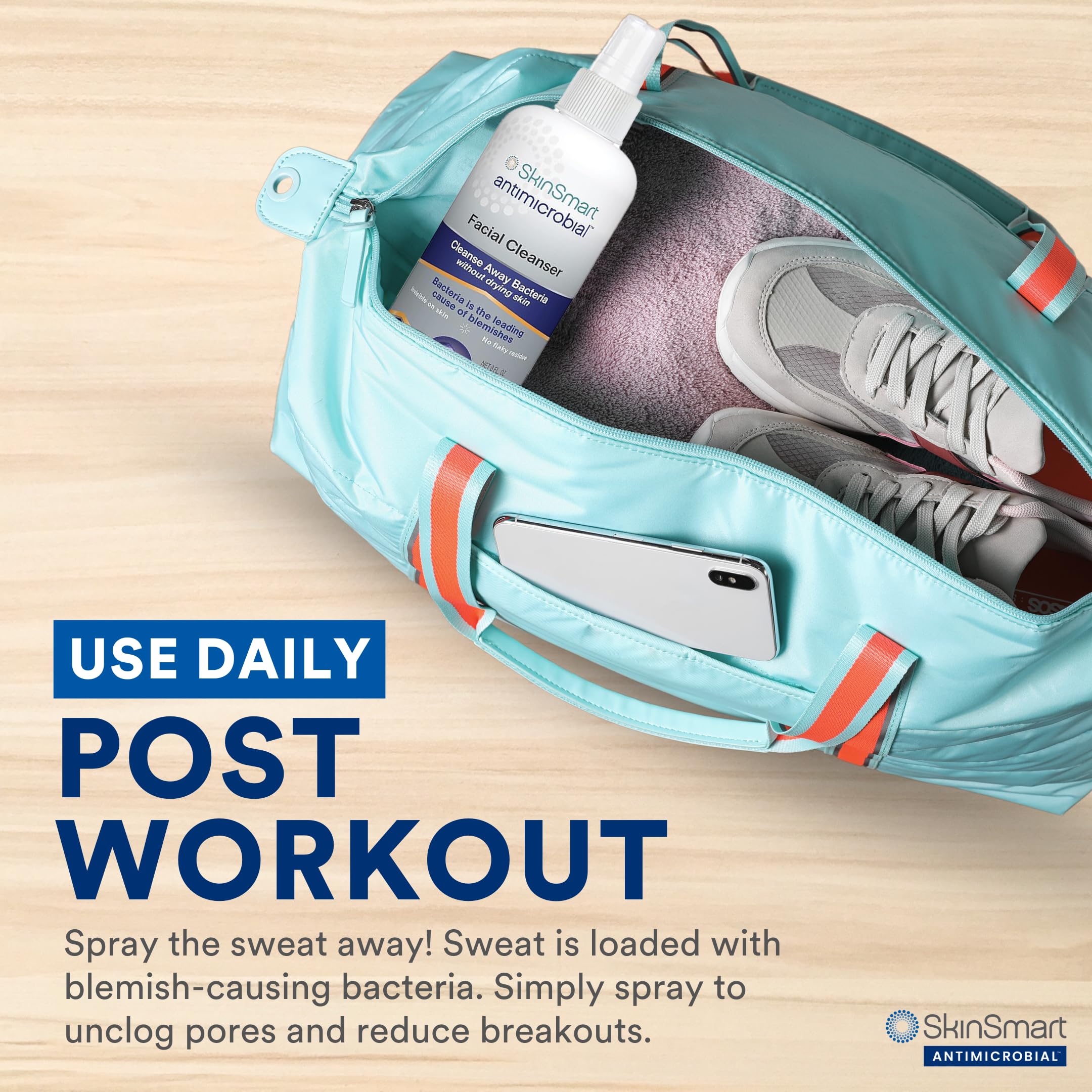 SkinSmart Antimicrobial Facial Cleanser for Breakouts & Blemishes; Hypochlorous Acid Formula Targets Bacteria to Reduce Skin Irritation and Flush Pores Clean, 8 oz Spray, All Ages & All Skin Types