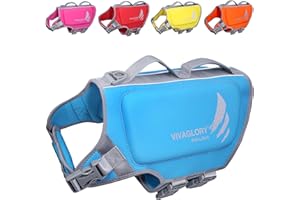 VIVAGLORY Lightweight Dog Life Jacket, Pet Life Preserver Life Vest Skin-Friendly Neoprene for Large Dogs with D-Ring and Quick Release Buckle, Blue