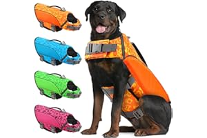 ALAGIRLS Dog Life Jacket Pet Swimming Vest, Adjustable Dog Water Vest Pet Safety Lifesaver with Rescue Handle, Large Dog Life Preserver Pet Summer Beach Accessories, Orange XL