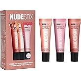 Nudestix NudeGlow Lip Set – 3-Piece Hydrating Peptide Lip Butter Kit with Glossy Shimmer Tints | Includes Vanilla Sprinkle, Rose Sparkle & Mocha Magic | Clean, Vegan, Plumping Lip Balm Trio