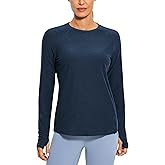 CRZ YOGA Long Sleeve Workout Shirts for Women Yoga Tops Athletic Sports T-Shirt with Thumb Hole