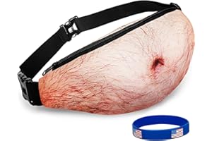 Funny Gifts White Elephant Gifts, Wisedom Gag Gifts Dad Bag Fanny Pack & 3D Beer Belly Waist Pack Waterproof For Women Men Christmas Stocking Stuffers for Men (Thin Hair)