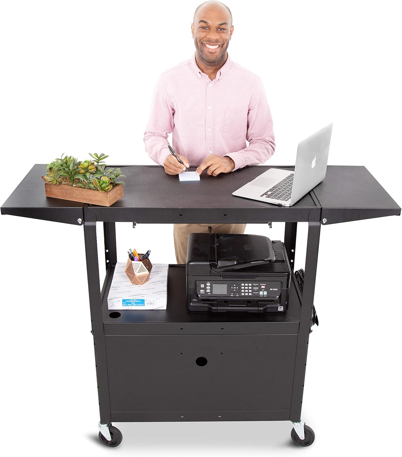 Line Leader AV Cart Large (Keyboard Tray + Cabinet + Drop Leaves) : Office Products