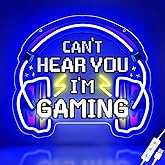 Gamer Neon Sign, Gaming Neon Signs for Wall Decor, Can't Hear You I'm Gaming Neon Lights for Wall Decor, Boys Bedroom and Video Game Room, USB Powered Adjust Brightness Headset Led Sign, Gamer Gifts for Teen, Boy