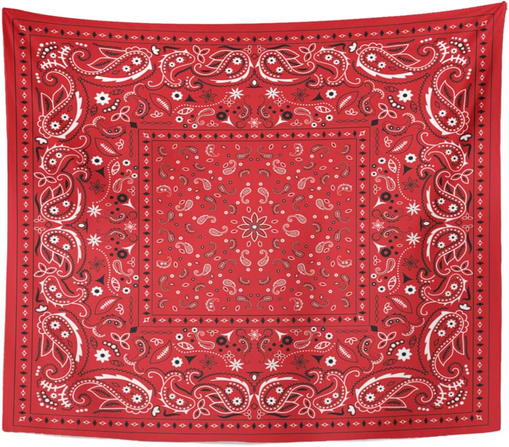 Amazon Com Emvency Tapestry Colorful Pattern Red Paisley Bandanna Black White Home Decor Wall Hanging For Living Room Bedroom Dorm 60x80 Inches Home Kitchen