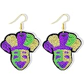 MardiGras Dangle Earrings Sequin Clown Mask Clown Hat Earrings for Women Carnival Theme Carnival Earrings MardiGras Jewelry Gifts for Women