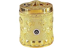 Electric Incense Burner Portable Vintage Electric Bakhoor Burner USB Rechargeable Golden Aromatherapy Diffuser for Car Home O