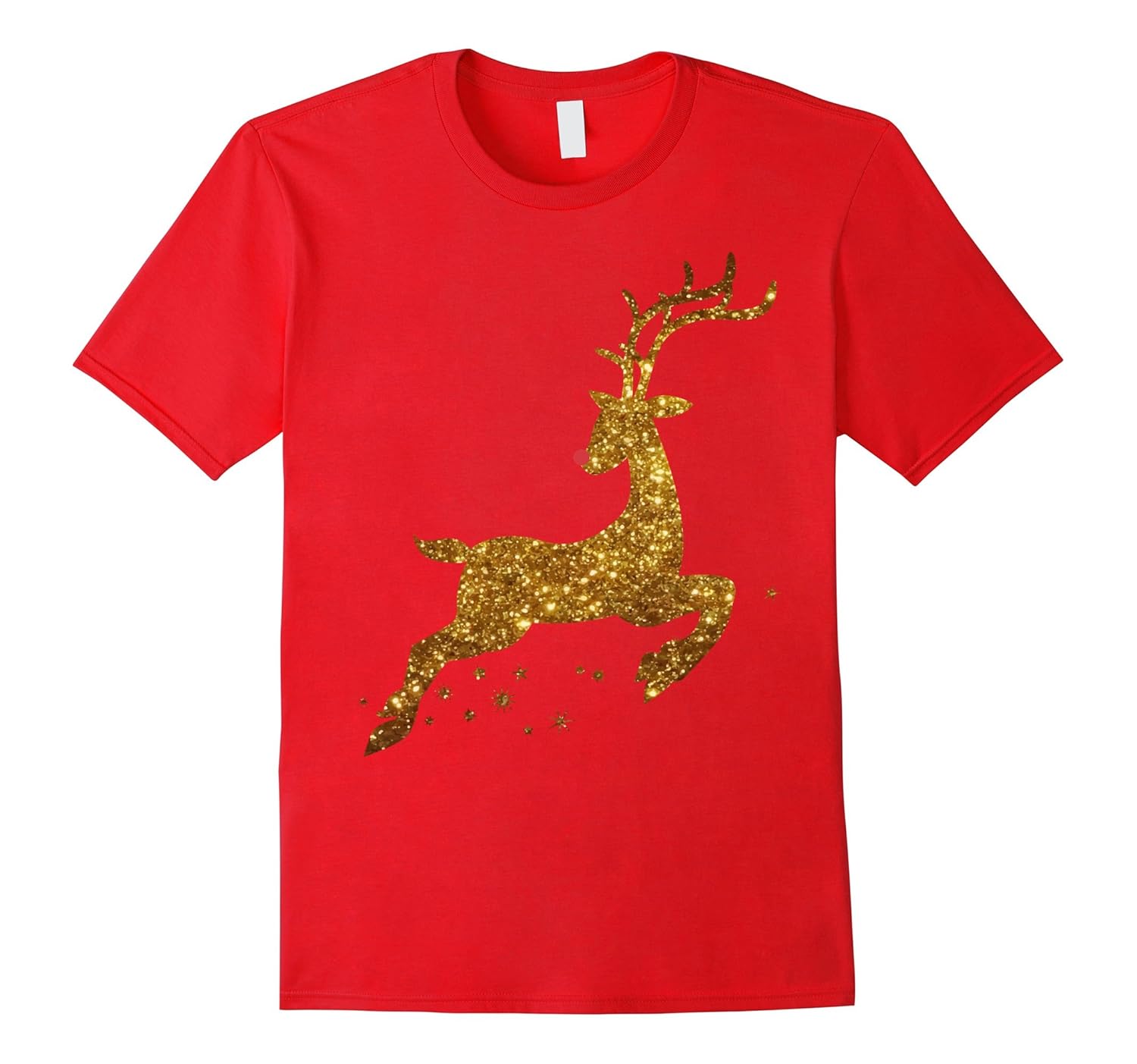 Womens Christmas Reindeer T-Shirt Cute womens gold faux-Rose