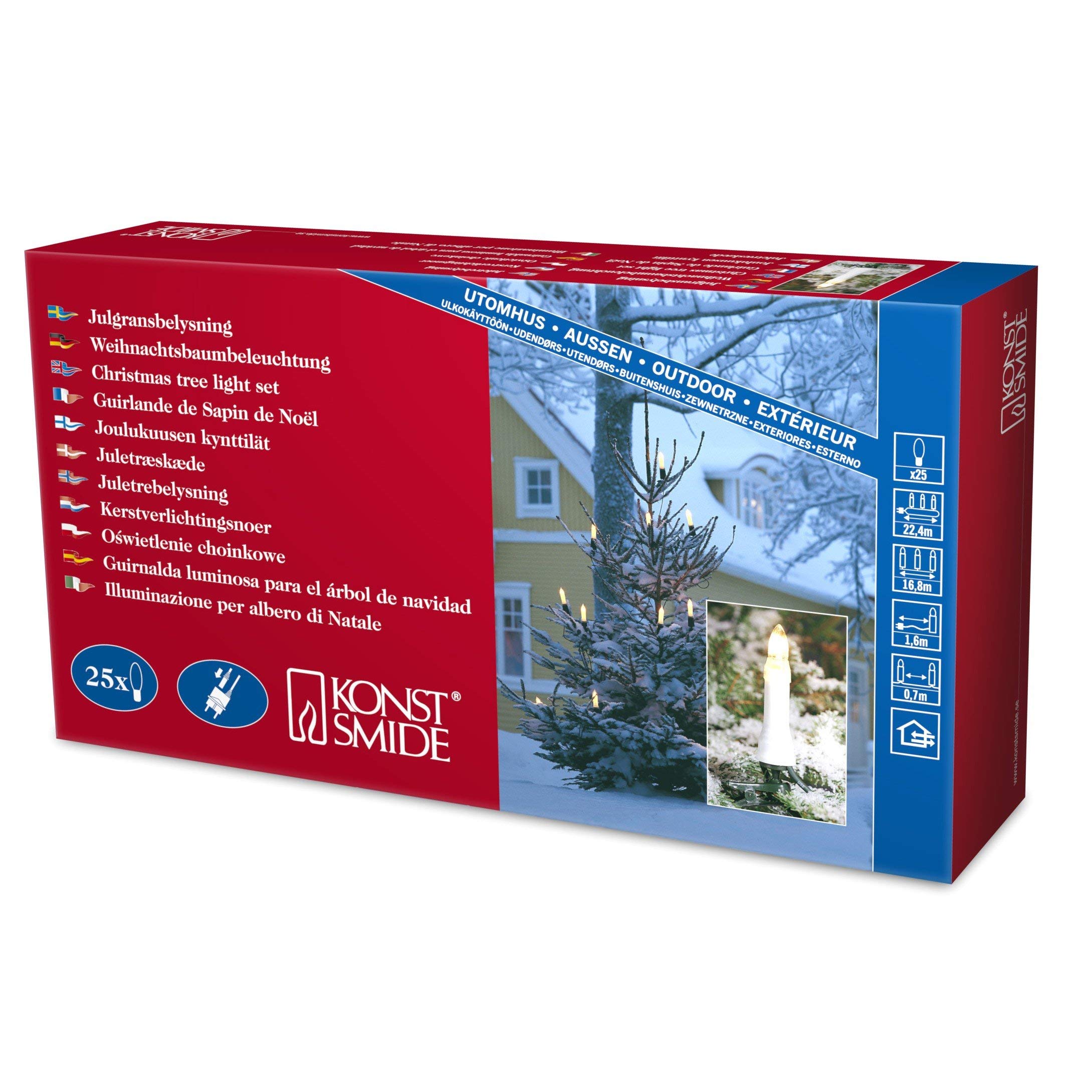 Konstsmide 2012-000 Tree Chain with top Bulbs, for Outdoor use (IP44), 230 V Outdoors, Separable Plug, 25 Clear Bulbs, Green Cable.