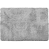 Clara Clark Bathroom Rugs, Ultra Soft Shaggy Bath Rugs - Bath Mats for Bathroom, Machine Wash, Non Slip Backing Rubber, 32 x 48 Inches, Silver Bathroom Rug Set