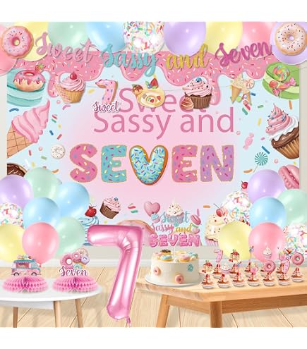 Kreatwow 'Six Is So Sweet' Geburtstagsdekoration – Donut & Eis Hintergrundbanner Für 6. Geburtstag