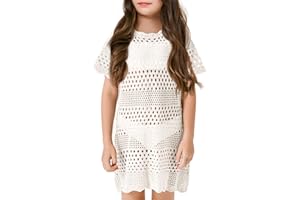 Amarmia Girls Swim Cover Up Crochet Bathing Suit Cover Ups Short Sleeve Summer Beach Dress