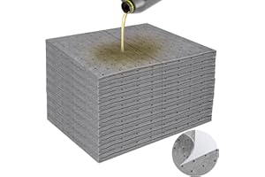 Tottist 100PC Oil Absorbent Pads | 13"x10" Meltblown Polypropylene Mats, Hand-Tear Lines for Automotive & Workshop | Vacuum Eco-Packaging, Reusable Spill Control