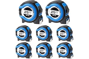 8 Pack Tape Measure Bulk 25 ft, Retractable Measuring Tape, Imperial Inch Tape Measure with Fractions, Dual Side Easy Read Me