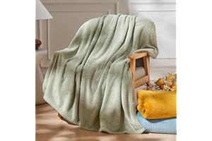 NEWCOSPLAY Super Soft Throw Blanket Sage Green Premium Silky Flannel Fleece Leaves Pattern Lightweight Bed Blanket All Season