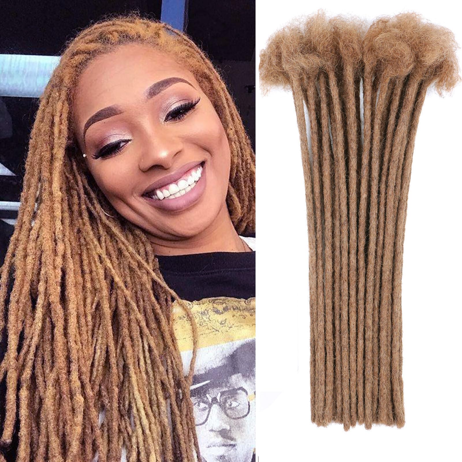 Huarisi 12 inch 30 Strands Auburn Brown Dreadlocks Extensions Human Hair 0.4cm Handmade Permanent Loc Extensions Real Hair for Men Black Women Color 30 — image 1