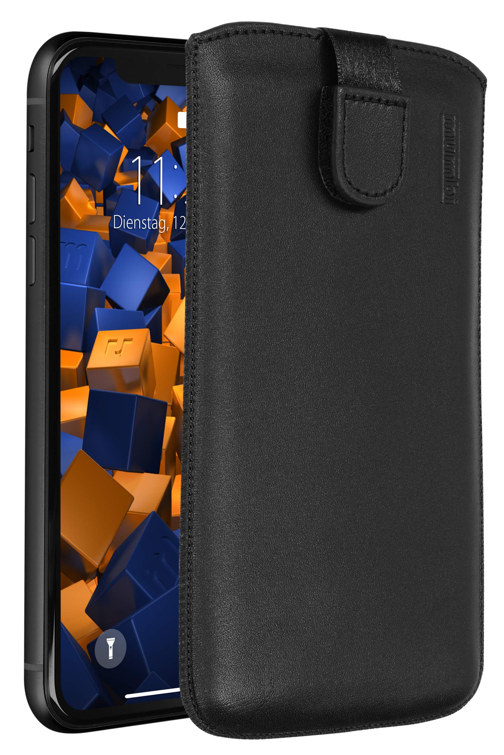 mumbi Genuine Leather Case Compatible with iPhone XR Black