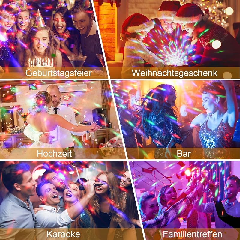 Discokugel, 360° Rotierende Musik Activated Discolicht LED Partylicht