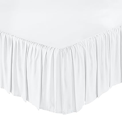 AmazonBasics Ruffled Bed Skirt - Twin, Bright White