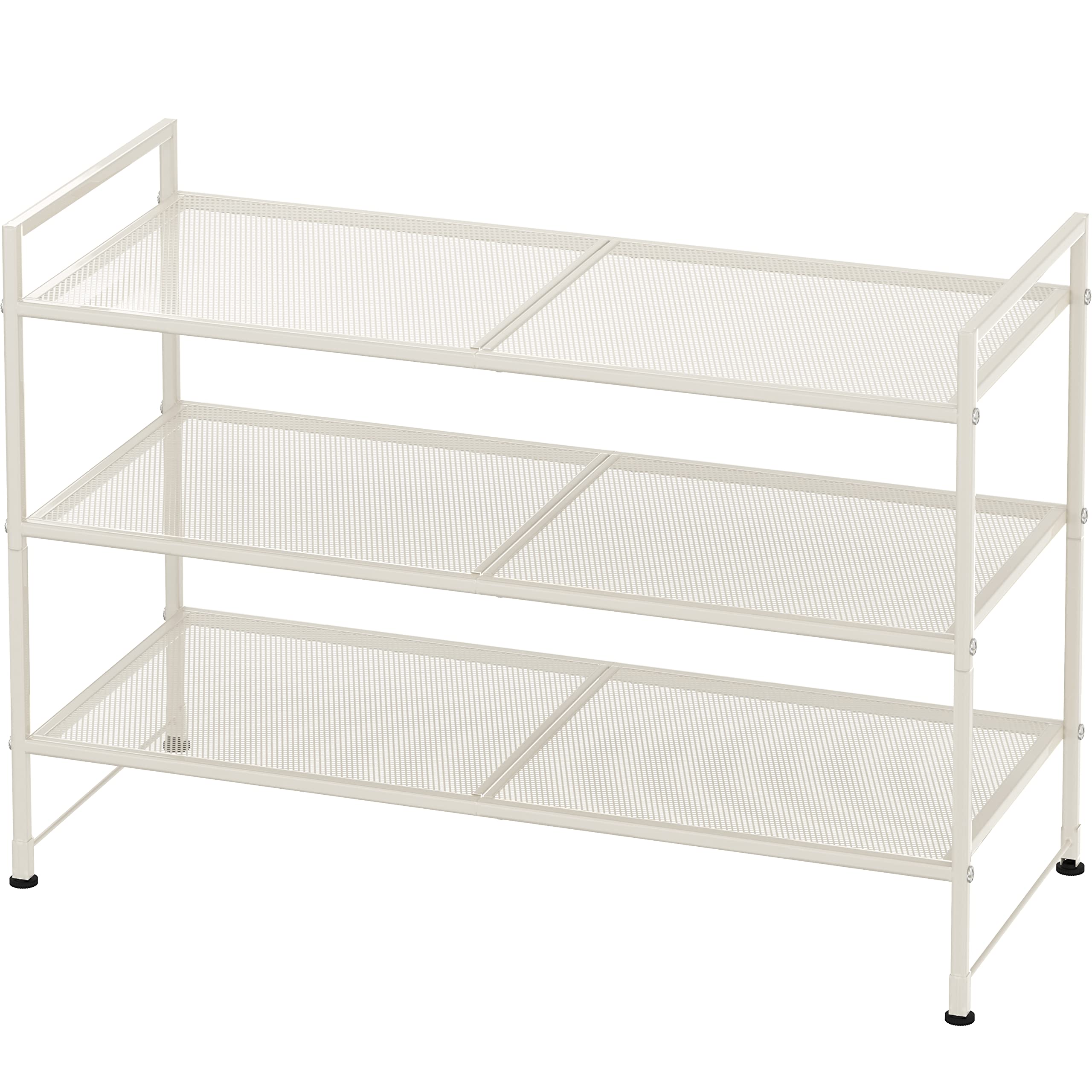 Photo 1 of Simple Houseware 3-Tier Stackable Mesh Shoe Rack, White