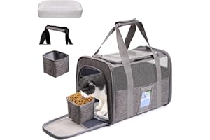 Cajmols Large Pet Carrier Soft Cat Carrier Collapsible Small Dog Carrier Pet Travel Carrier for Medium Cats 2 Small Cats Dogs Under 18 lbs Grey