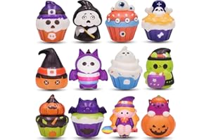 Menzcci 12 Pack Halloween Mini Squishies Toys Slow Rising Squishy Squeeze Toy for Kids Boys Girls Toddlers Halloween Party Favors Halloween Treat Bags Gifts