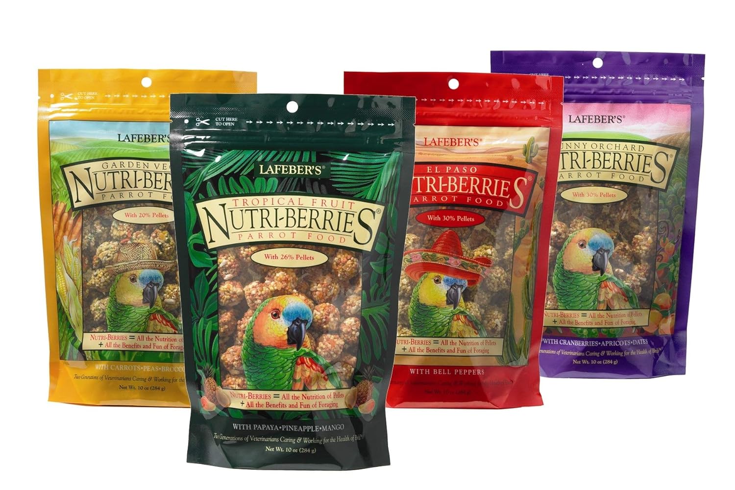 LAFEBER'S Nutri Berries Pet Bird Food Bundle 10 oz Each (4 Items
