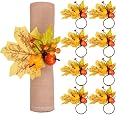 Remerry 8-Pack Fall Thanksgiving Napkin Rings - Pumpkin, Berry, Maple Leaf Harvest Design For Autumn Table Decor