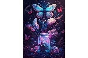 Ksxistiyt Butterfly Diamond Art Painting Kits for Adults - Full Drill Diamond Dots Paintings for Beginners, Round 5D Paint with Diamonds Pictures Gem Art Painting Kits DIY Crafts Kits 12x16inch