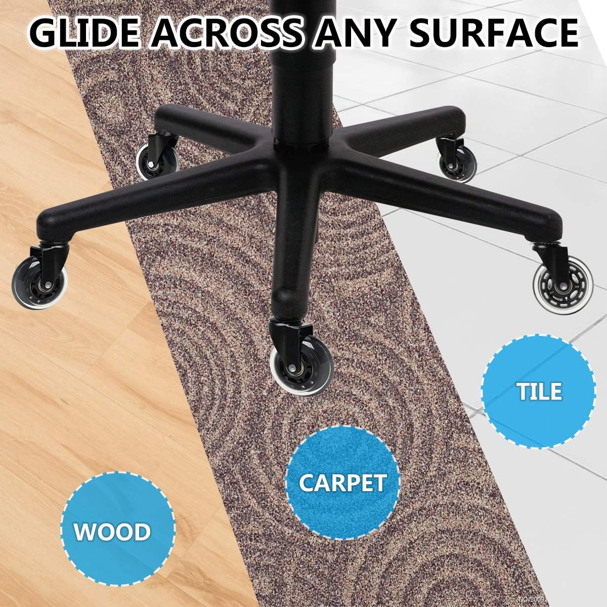 MOPHOTO Office Chair Wheels Black Replacement Rubber Chair casters for Hardwood Floors and Carpet, Set of 5, Replace Chair mats - Universal fit: Automotive
