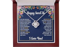 FG Family Gift Mall Sweet 16 Gifts For Girls, 16th Birthday Gifts For 16 Year Old Girl, Happy Sweet Sixteen Bday Card Gift Ideas Necklace with Message Card and Gift Box