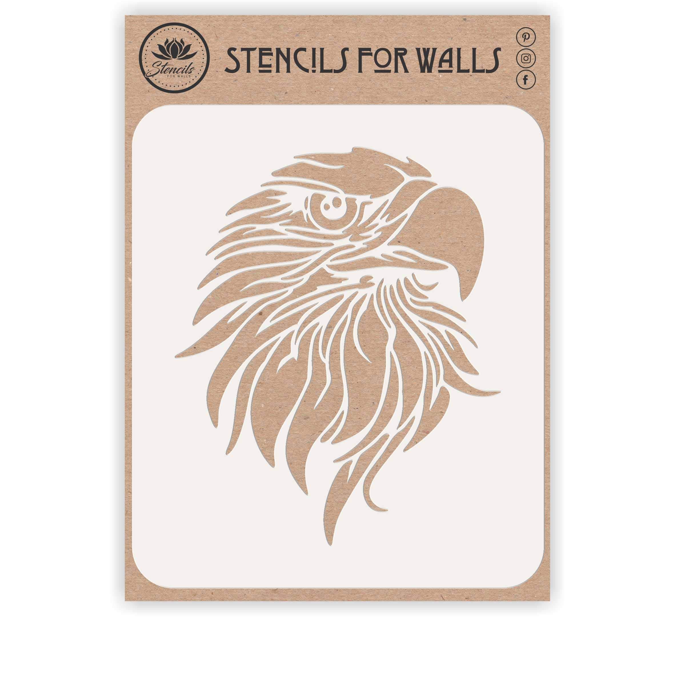 Eagle Head Stencil, 20.32 x 25.40 cm (L) - Decorative Bird Animal Wildlife Wall Stencils for Painting Template