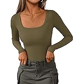PRETTYGARDEN Long Sleeve Shirts for Women Spring 2026 Ribbed Basic Tees Scoop Neck Trendy Going Out Tops Fashion Clothing