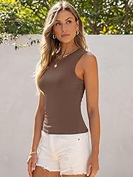 ANRABESS Womens High Neck Tank Tops Stretchy