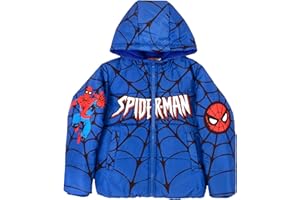 Marvel Winter Coat for Boys Spider-Man, Avengers Graphic Print Boys Puffer Winter Jacket for Big and Little Kids