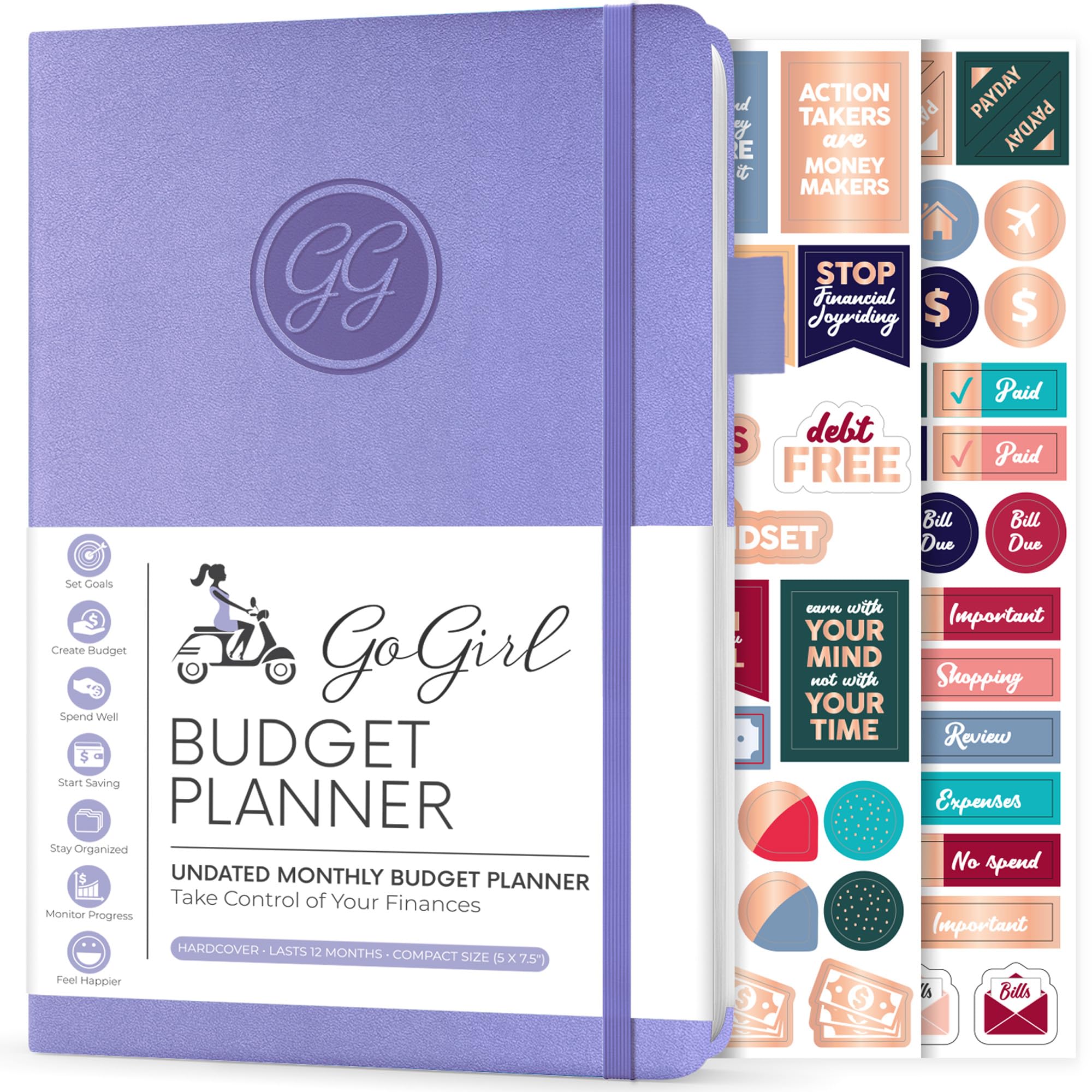 GoGirl Budget Planner – Monthly Financial Planner Organizer Budget Book. Expense Tracker Notebook Journal to Control Your Money. Undated – Start Any Time, 13.5x19cm, Lasts 1 Year – Lavender