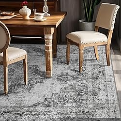 Area Rug 6x9 Vintage Rug: Washable Indoor Medallion