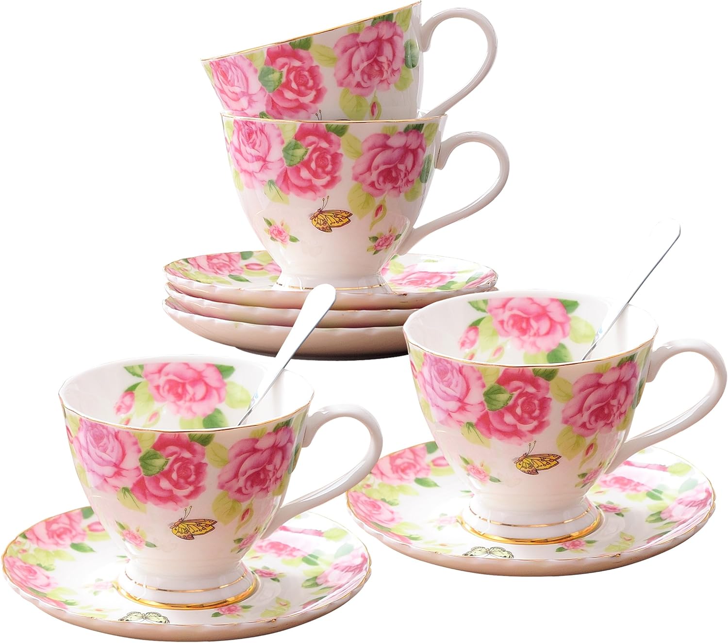 Amazon Com Jusalpha Fine China Tea Cup And Saucer Set Coffee