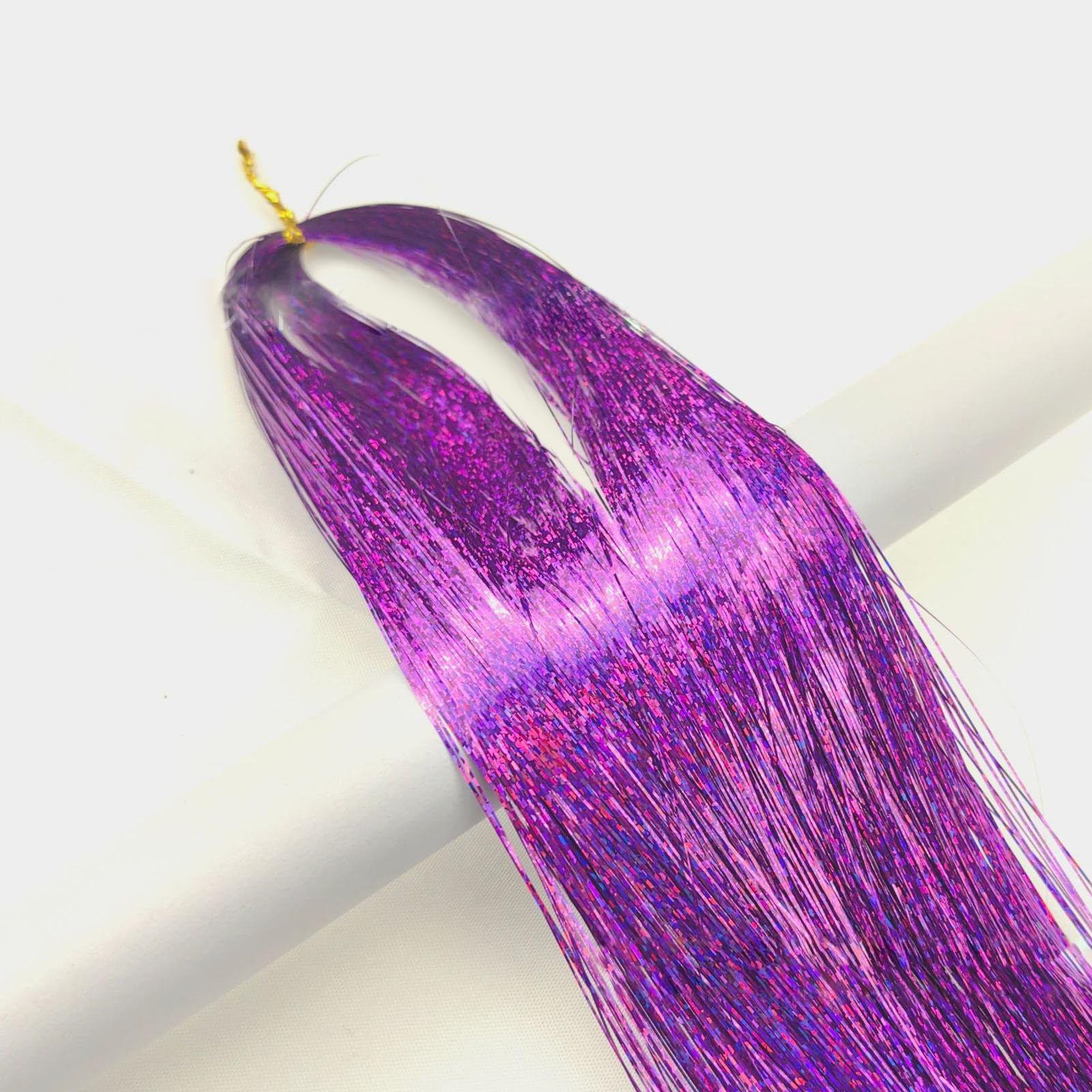 Leliafleury 1000 Strands Purple Hair Tinsel 94cm Glitter Straight Hair Extensions for Party Cosplay