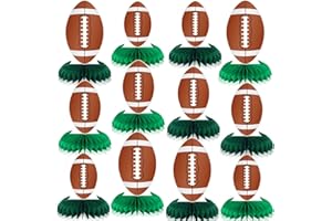 QOUBAI 12 Pcs Football Honeycomb Centerpieces Sports Party Decor Football Honeycomb Centerpieces Table Toppers Rugby Ball Table Decoration for Football Party Favor Sport Birthday Party Supplies