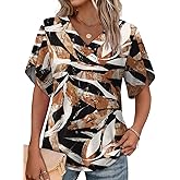WIHOLL Womens Summer Tops Short Petal Sleeve Shirts Fashion V Neck Outfits Clothes